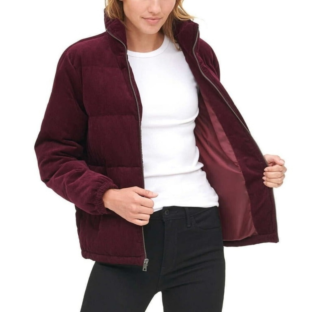 Levi's Zoe Corduroy Jacket Size XXL Full Zip Coat Burgundy Puffer Red Purple - Picture 6 of 17